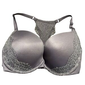 Victoria's Secret Very Sexy Push Up Lace Racerback Bra 32DD Purple/Gray